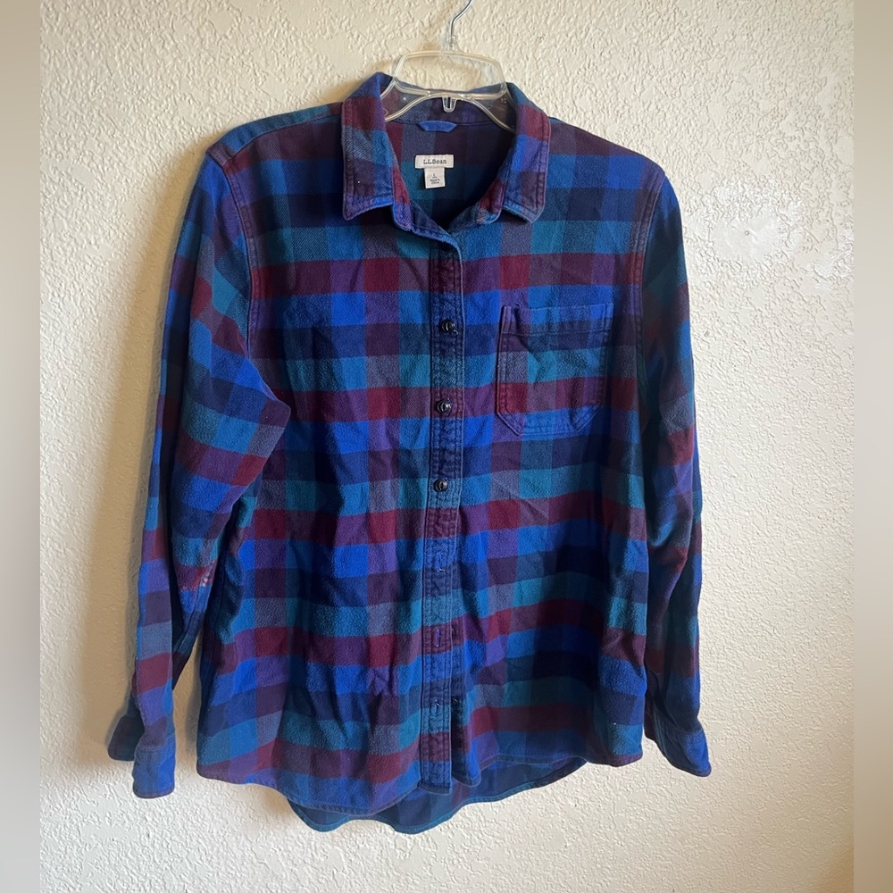 Men’s Large Blue and Red Buffalo Check Flannel Shirt
